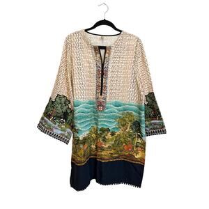 Ethnic by Outfitters Kaftan Dress L Cover Up Boho Summer Vacation Beach Resort
